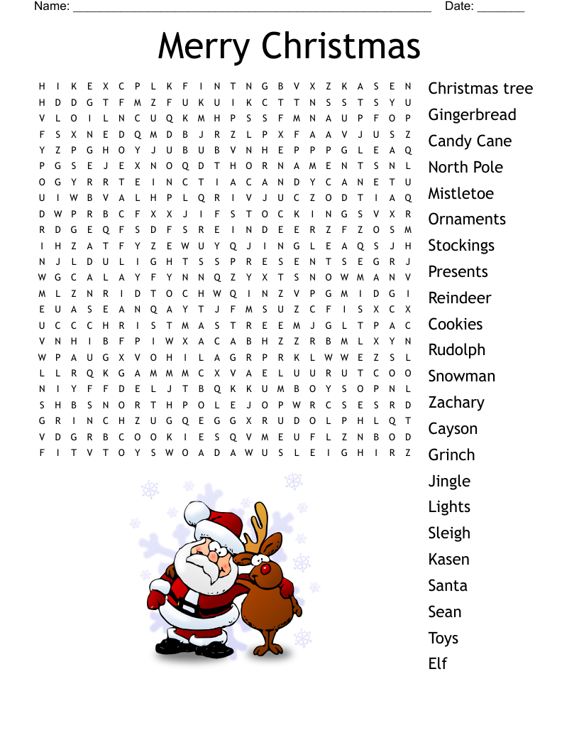 Reindeer Games Word Search WordMint