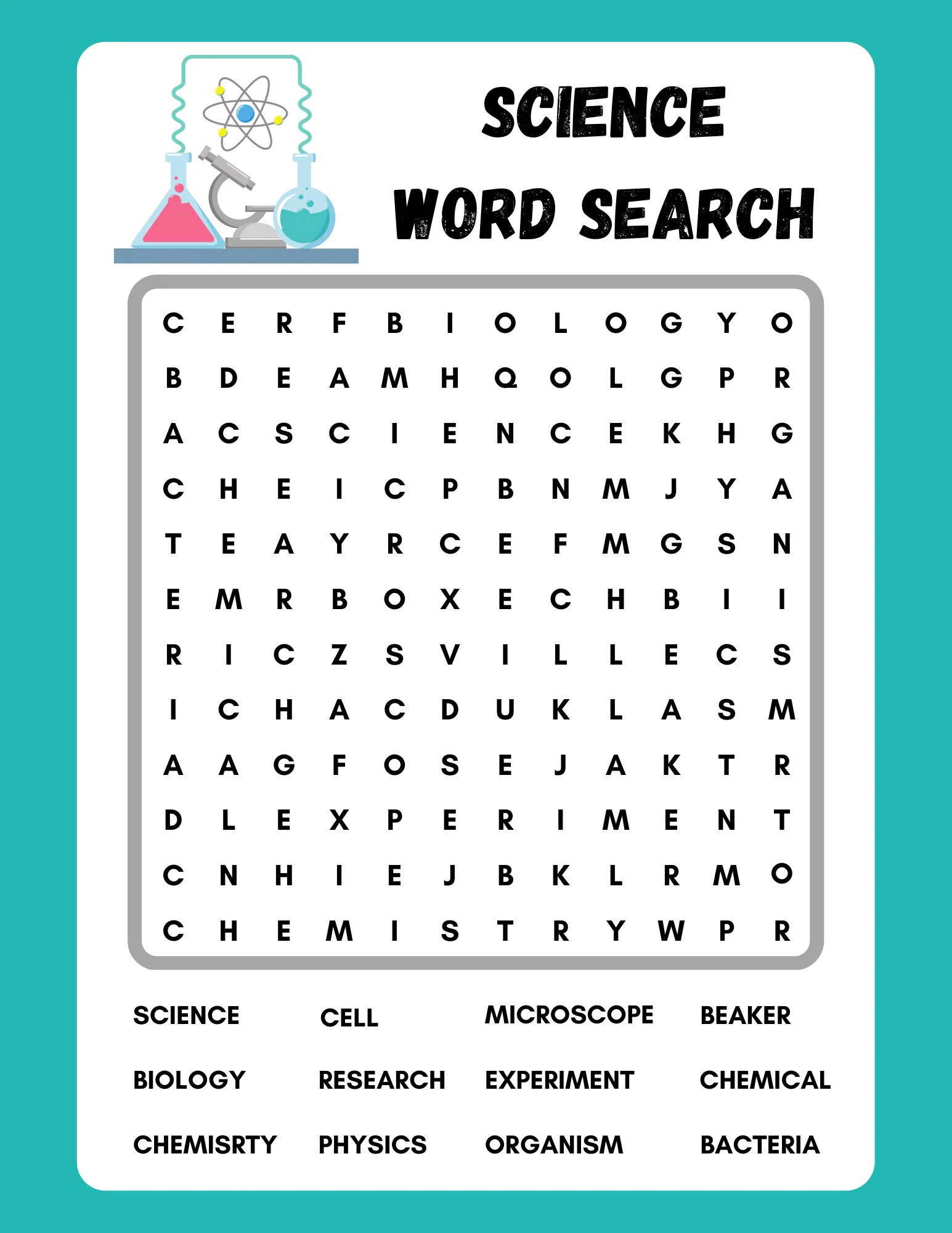 Free 6th Grade Science Word Search