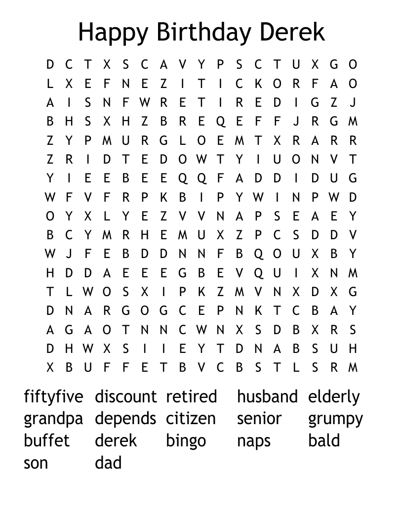 Senior Citizen Word Search WordMint