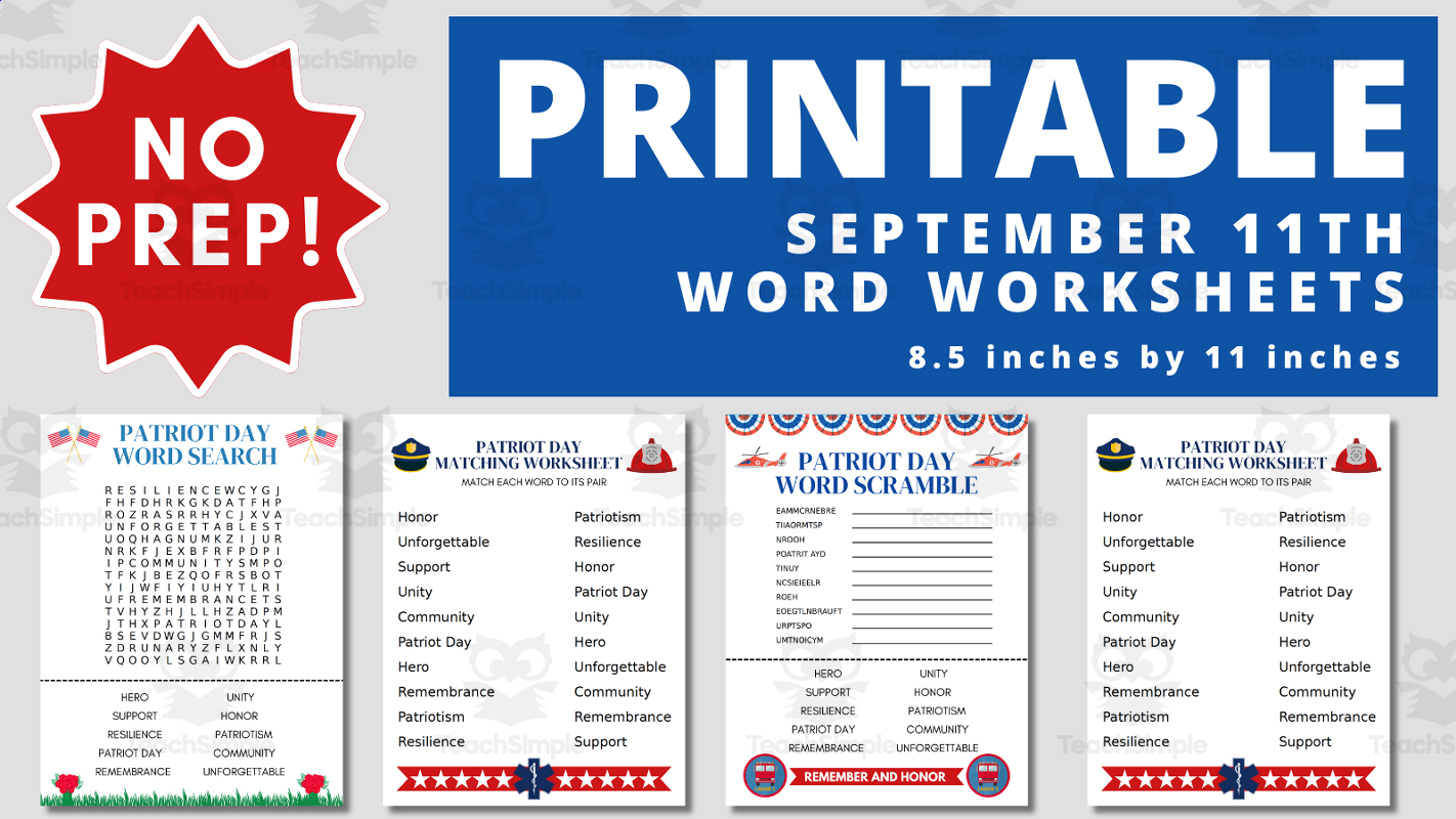 September 11 Printable Word Search Activity By Teach Simple