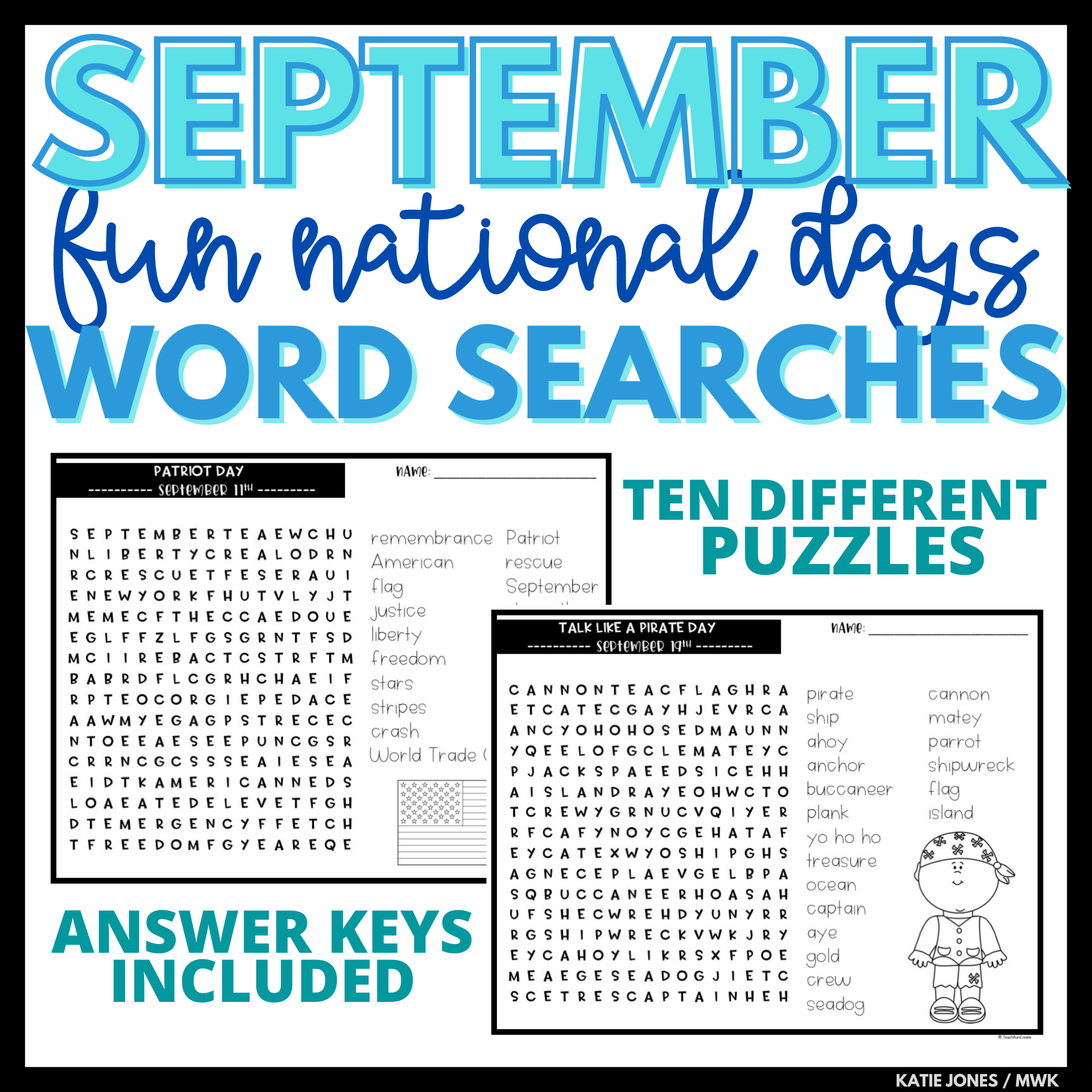 Free Printable September Word Search Puzzles