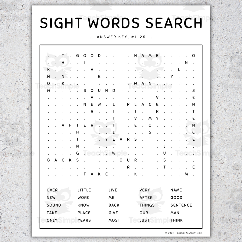 Sight Words Games Word Search 2nd 100 Fry Words SET 6 By Teach Simple