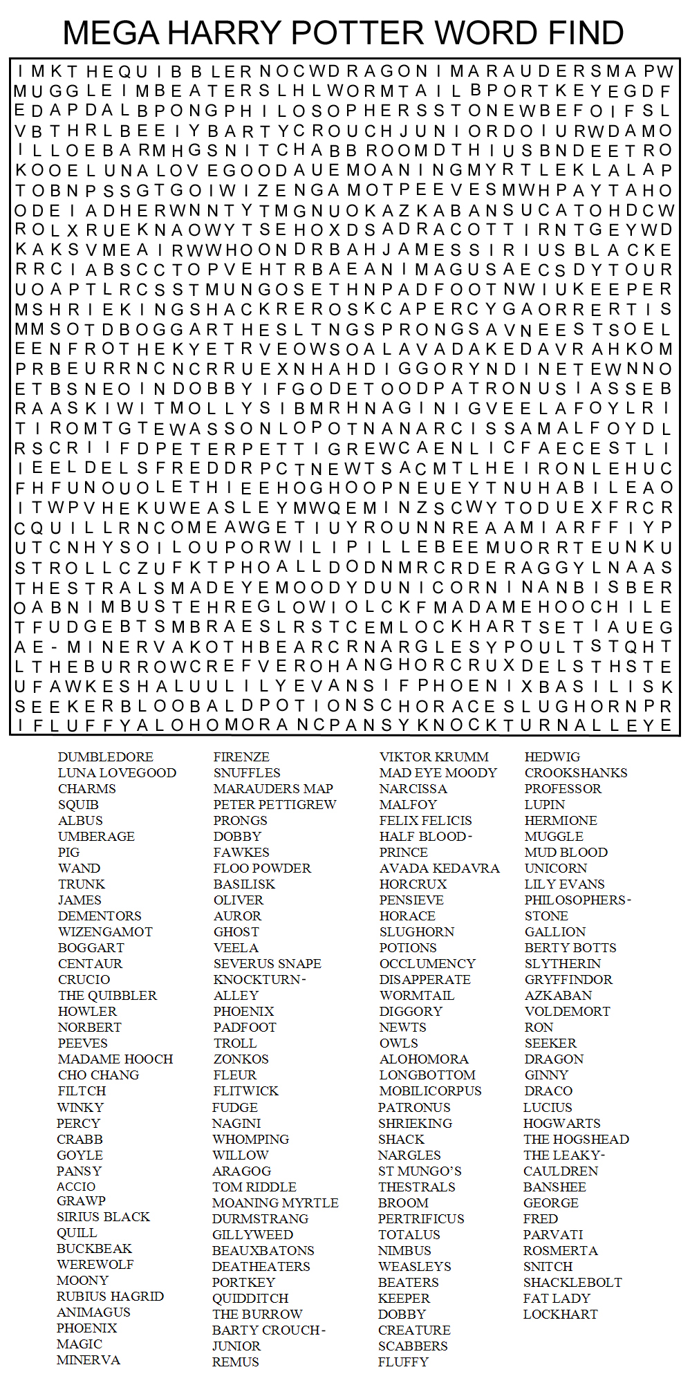 So Much Fun Word Search R harrypotter