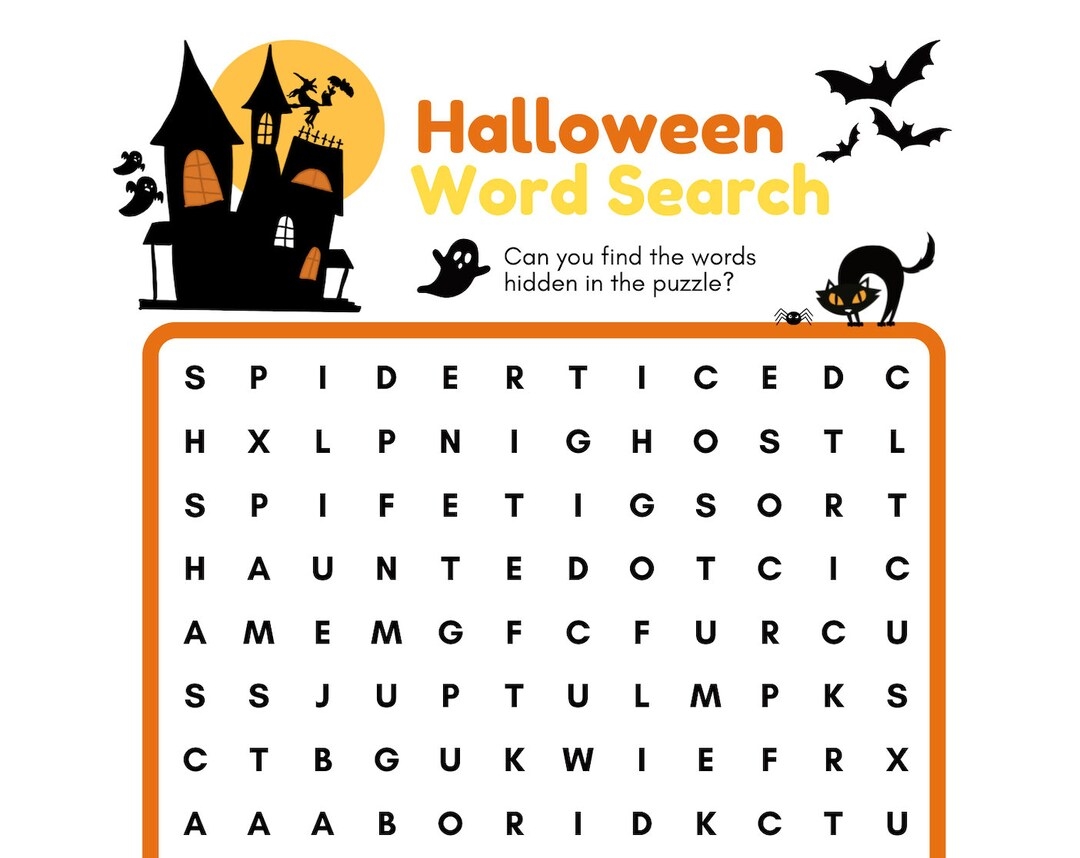 Spooky Halloween Word Search Etsy Spooky Halloween Word Search Etsy