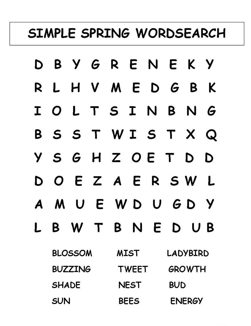 Spring Word Search Best Coloring Pages For Kids