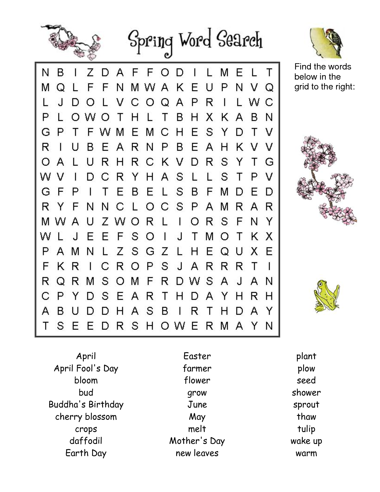 Spring Word Search Best Coloring Pages For Kids Spring Word Search Best Coloring Pages For Kids