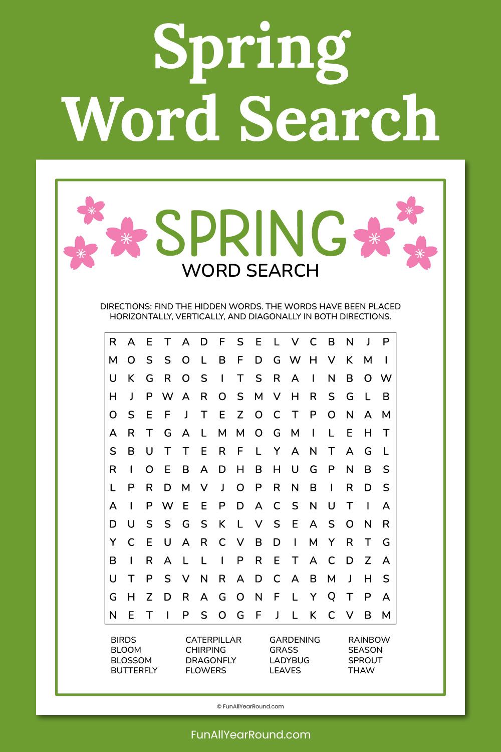 Spring Word Search Fun All Year Round