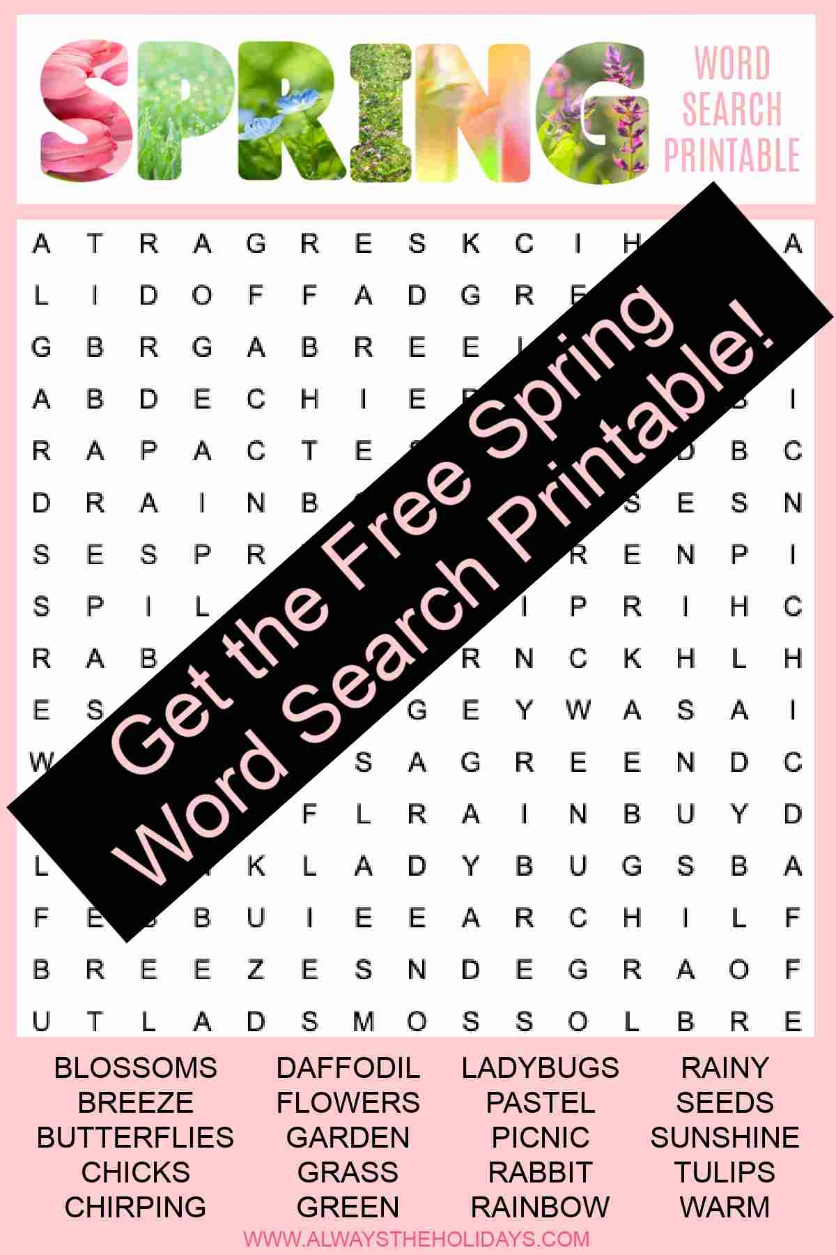 spring word search printable free word find with answer key