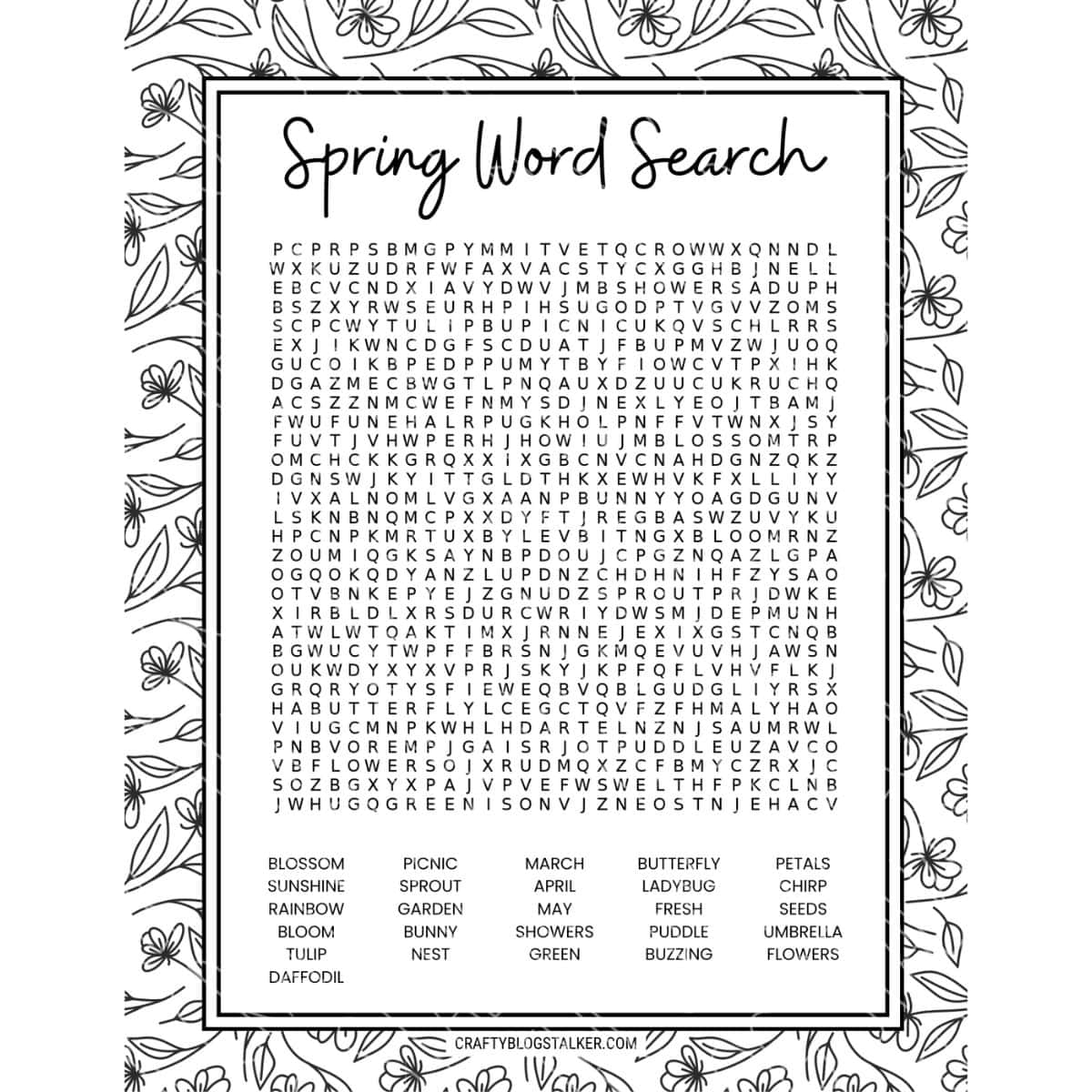 Spring Word Search Printable PDF The Crafty Blog Stalker