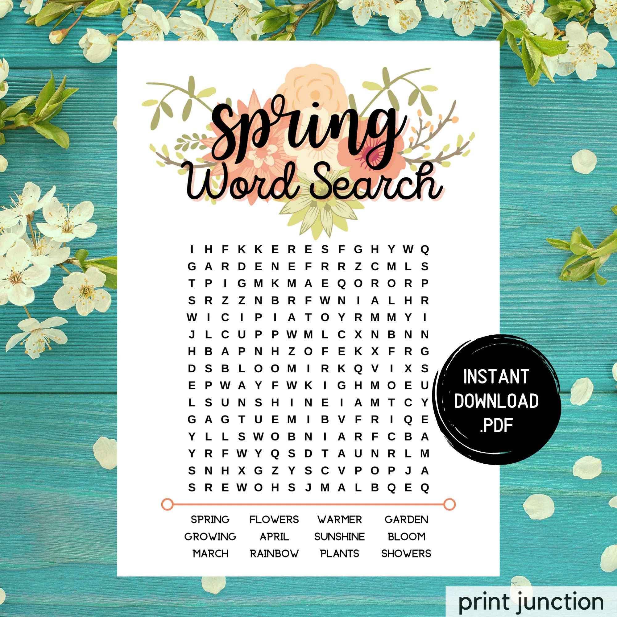 spring word search printable springtime games spring activities for adults and kids fun spring games easter games instant download etsy australia