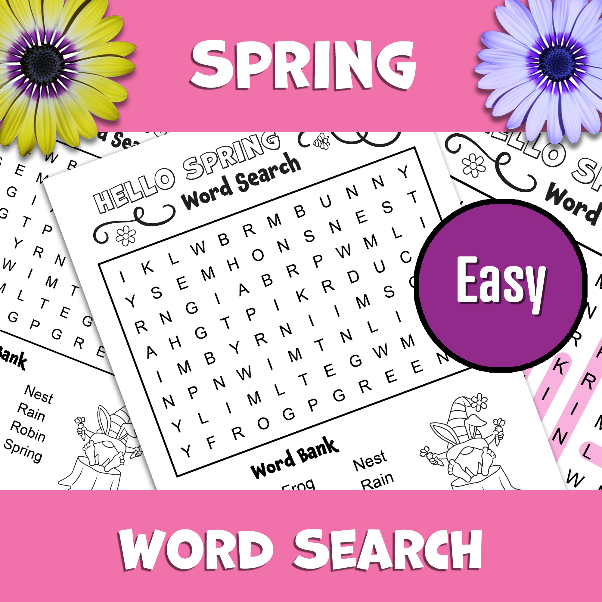 Word Search Easy Printable Spring