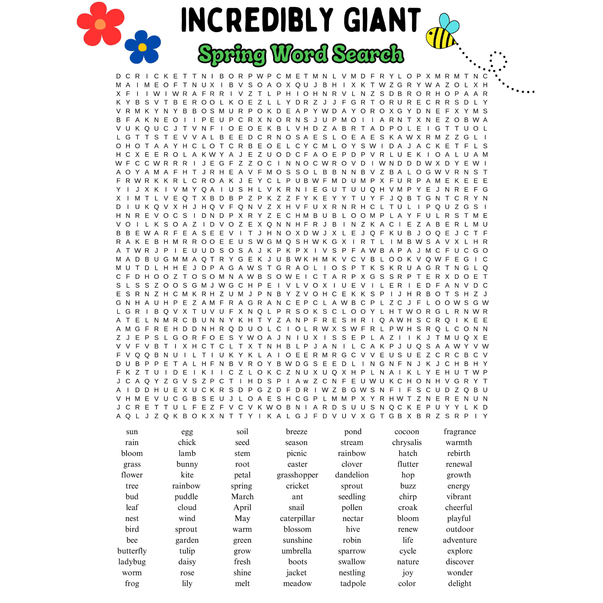 Spring Word Search Puzzle Worksheet Activity 105 WORDS Made By Teachers Spring Word Search Puzzle Worksheet Activity 105 WORDS Made By Teachers