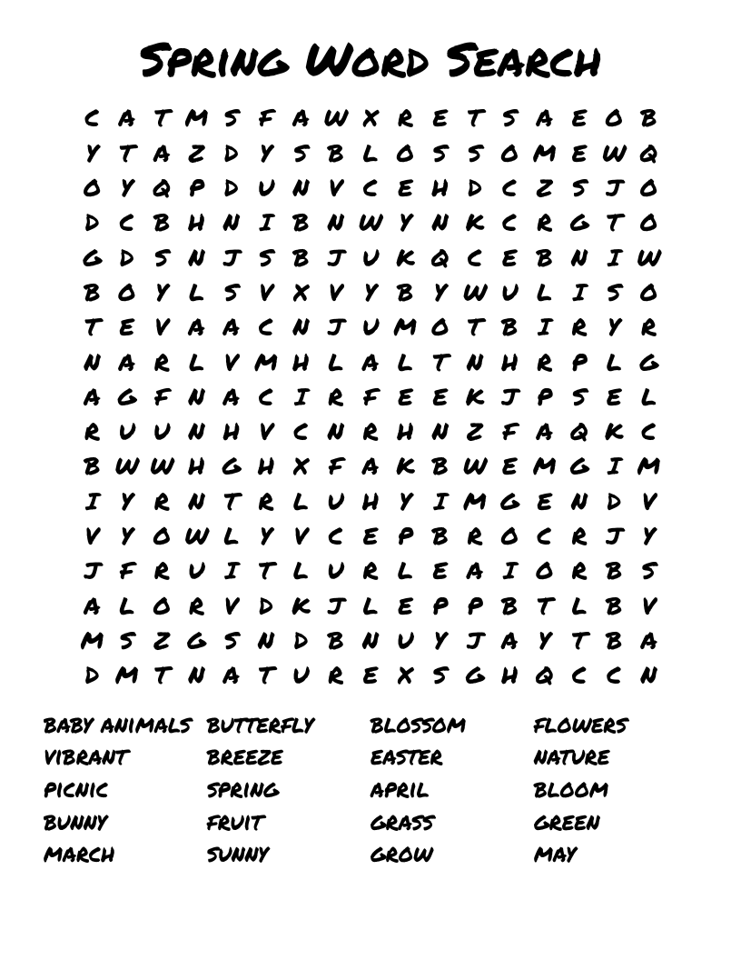 Free Printable Word Searches Spring
