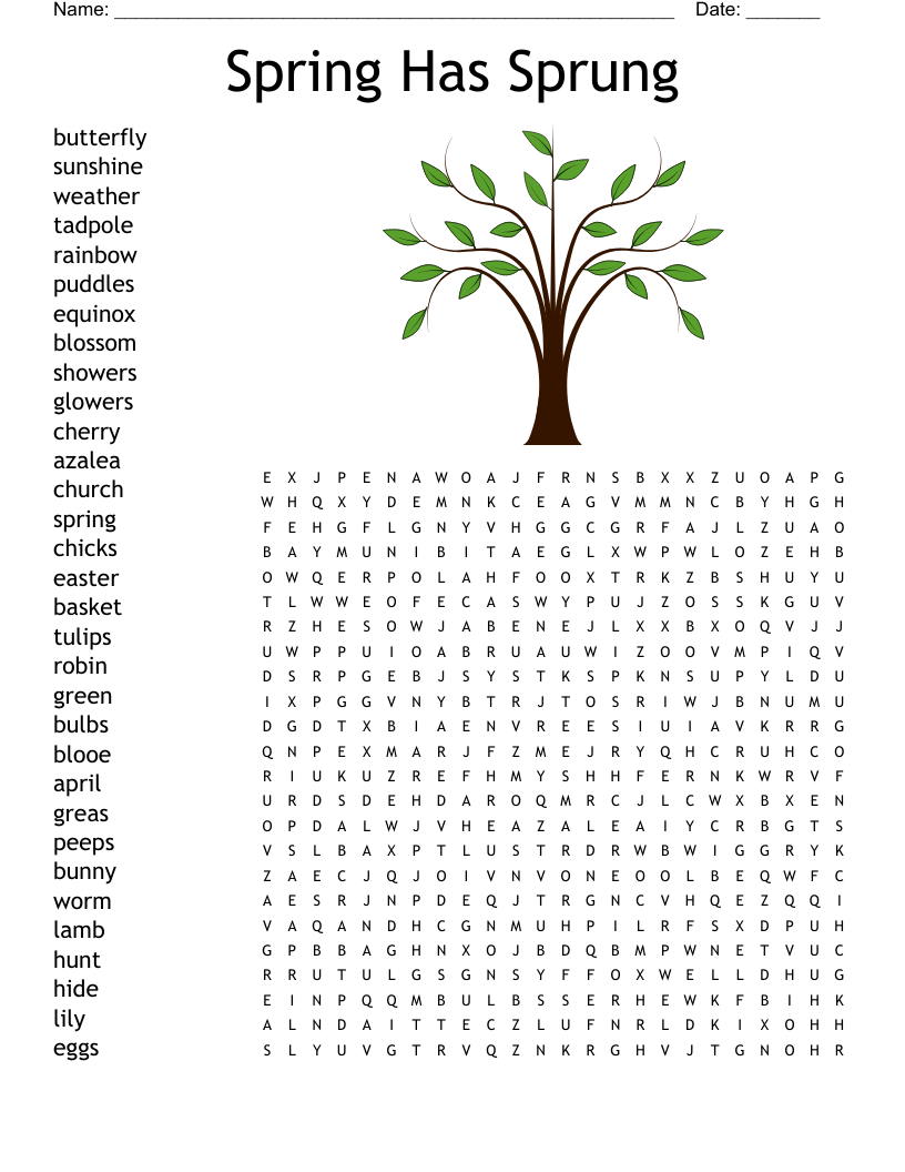 Spring Word Search Free Printables