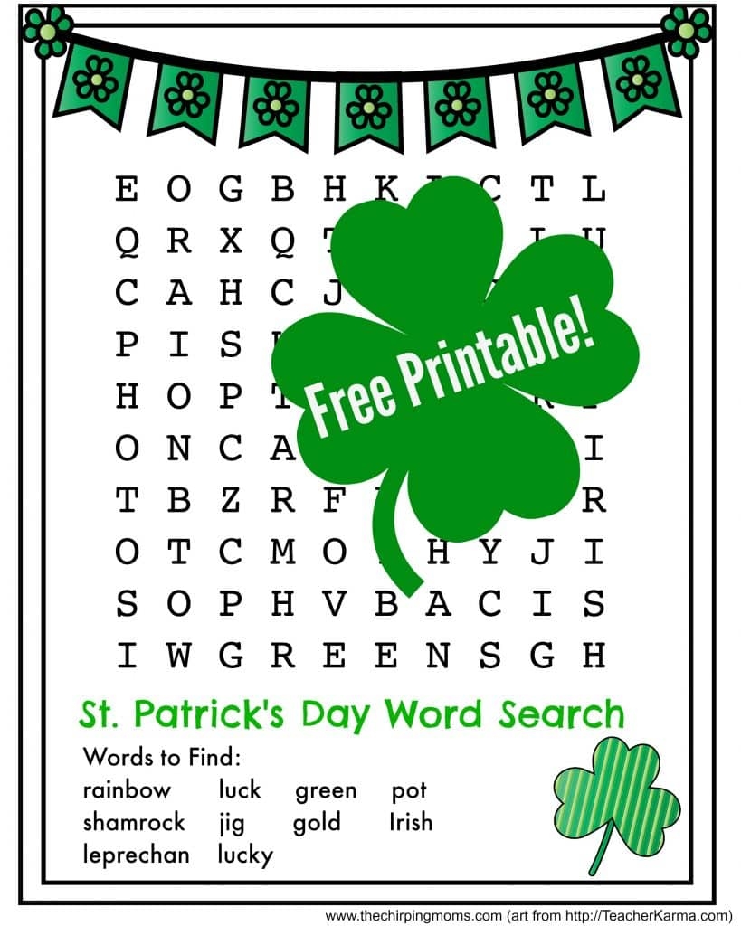St Patrick s Day Word Search Free Printable The Chirping Moms St Patrick s Day Word Search Free Printable The Chirping Moms