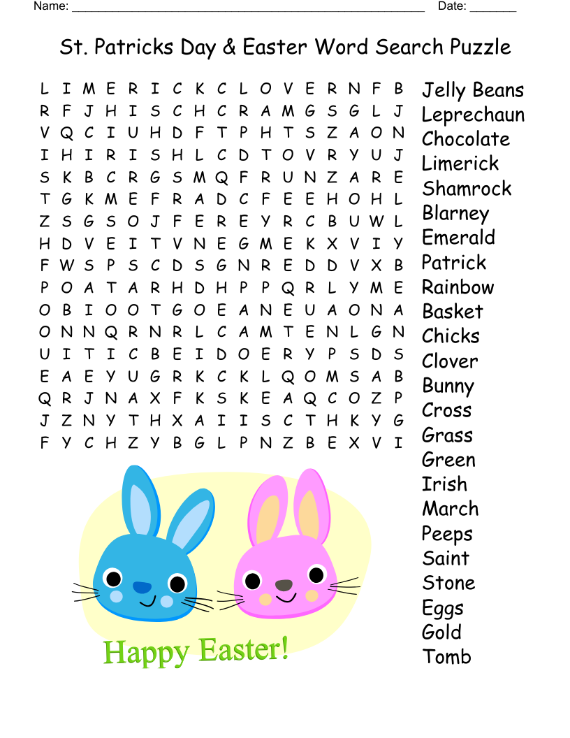 Printable St Patrick's Day Word Search Puzzle