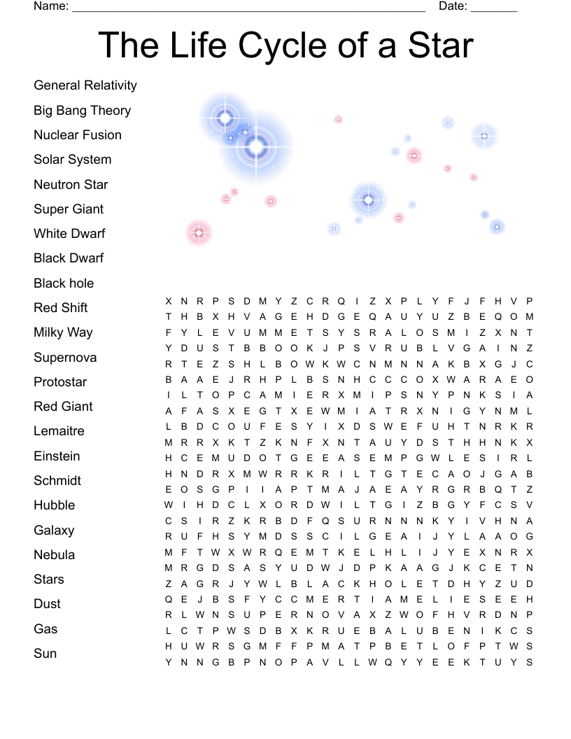 Stars Word Search WordMint
