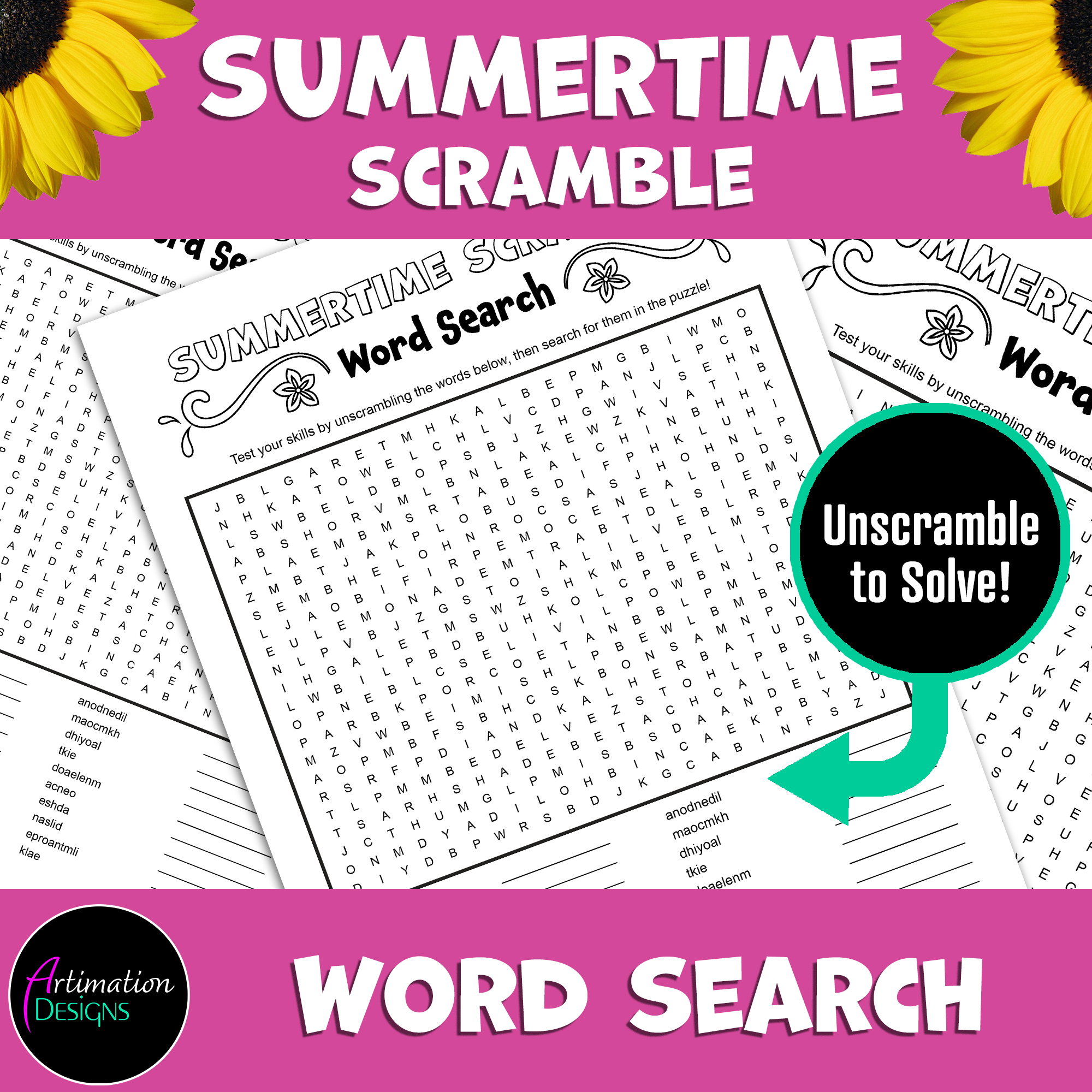 Summer Scramble Word Search Summertime Word Game Activity Brain Break Made By Teachers