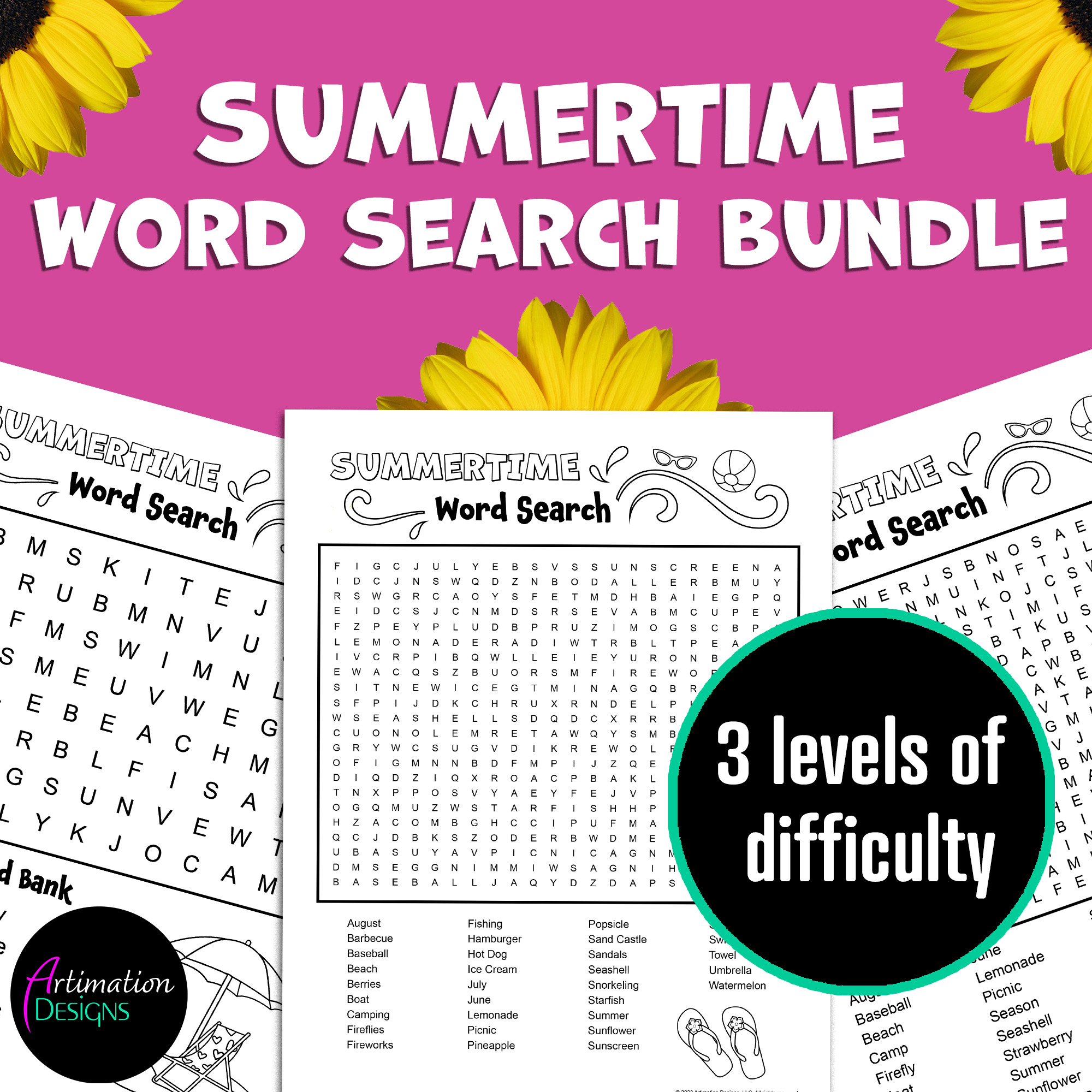 Summer Word Search Bundle Summer Word Games Easy Medium Summer Word Search Bundle Summer Word Games Easy Medium