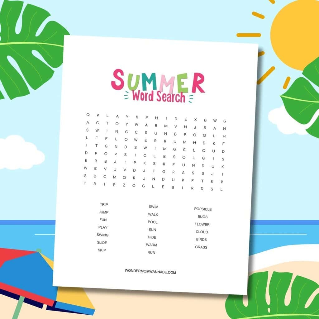 Summer Word Search Printable Fun