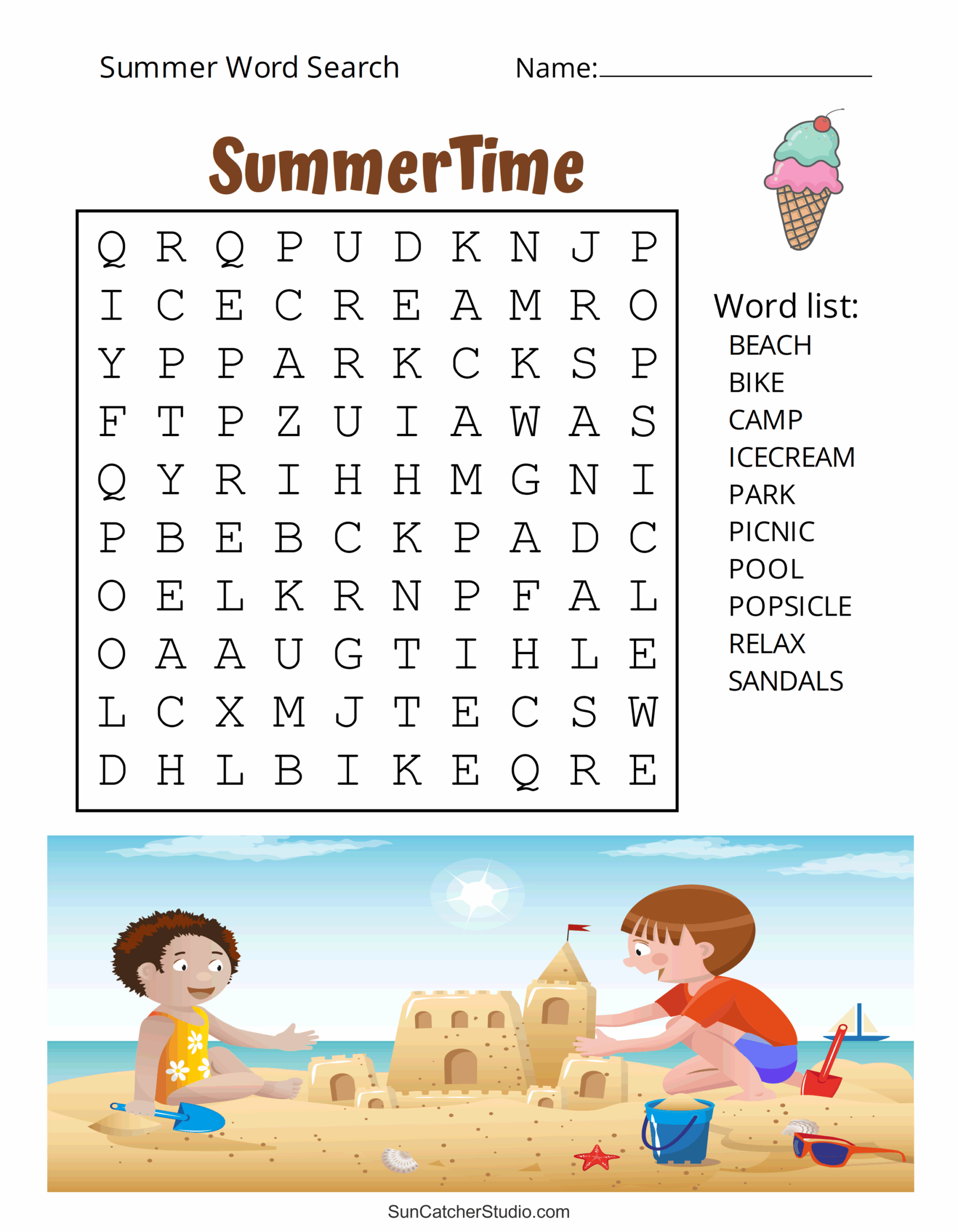 Printable Word Searches For Kids Summer