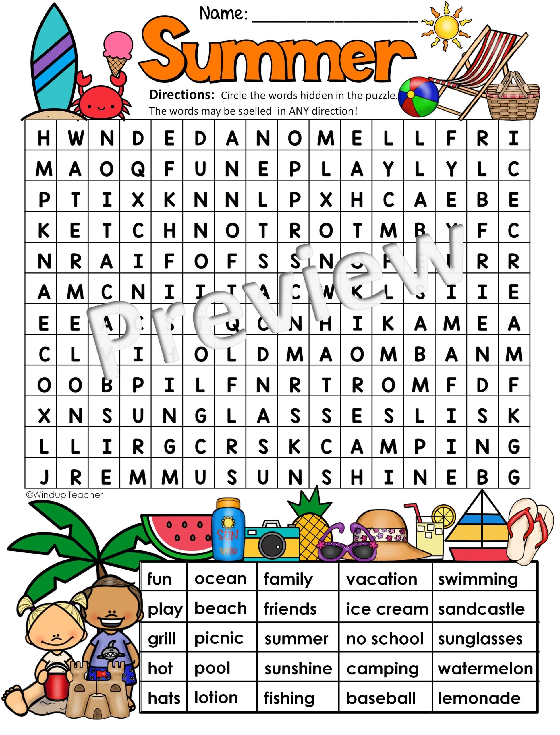 Summer Word Search Printable Hard Summer Word Search Printable Hard