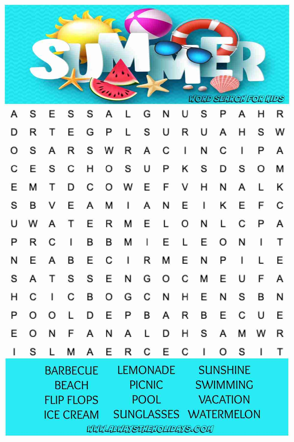 Summer Word Search Printable Free Word Search U0026 Answer Key Summer Word Search Printable Free Word Search U0026 Answer Key