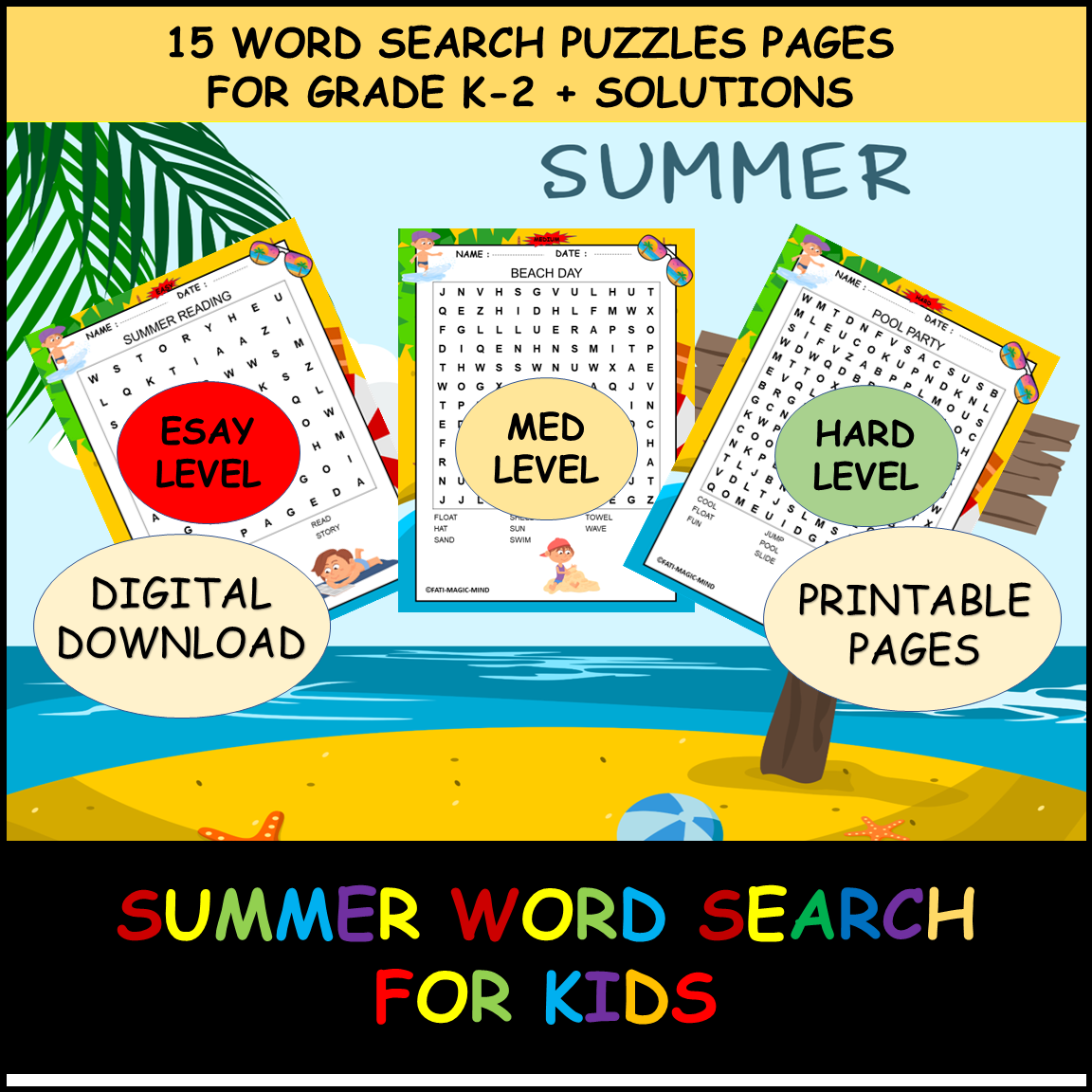 Summer Word Search Puzzles Grade K 2 15 Fun End Of Year Printable Summer Word Search Puzzles Grade K 2 15 Fun End Of Year Printable
