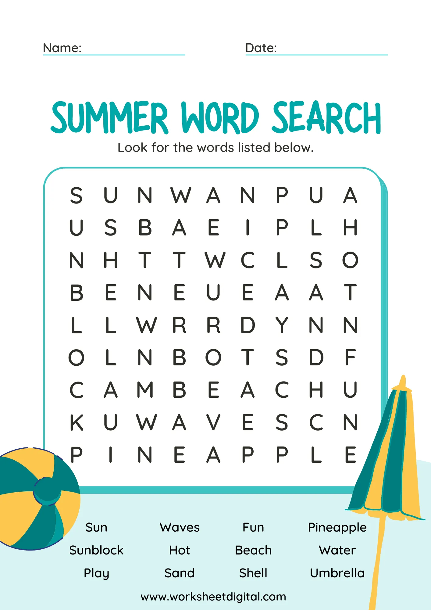 Summer Printable Word Searches