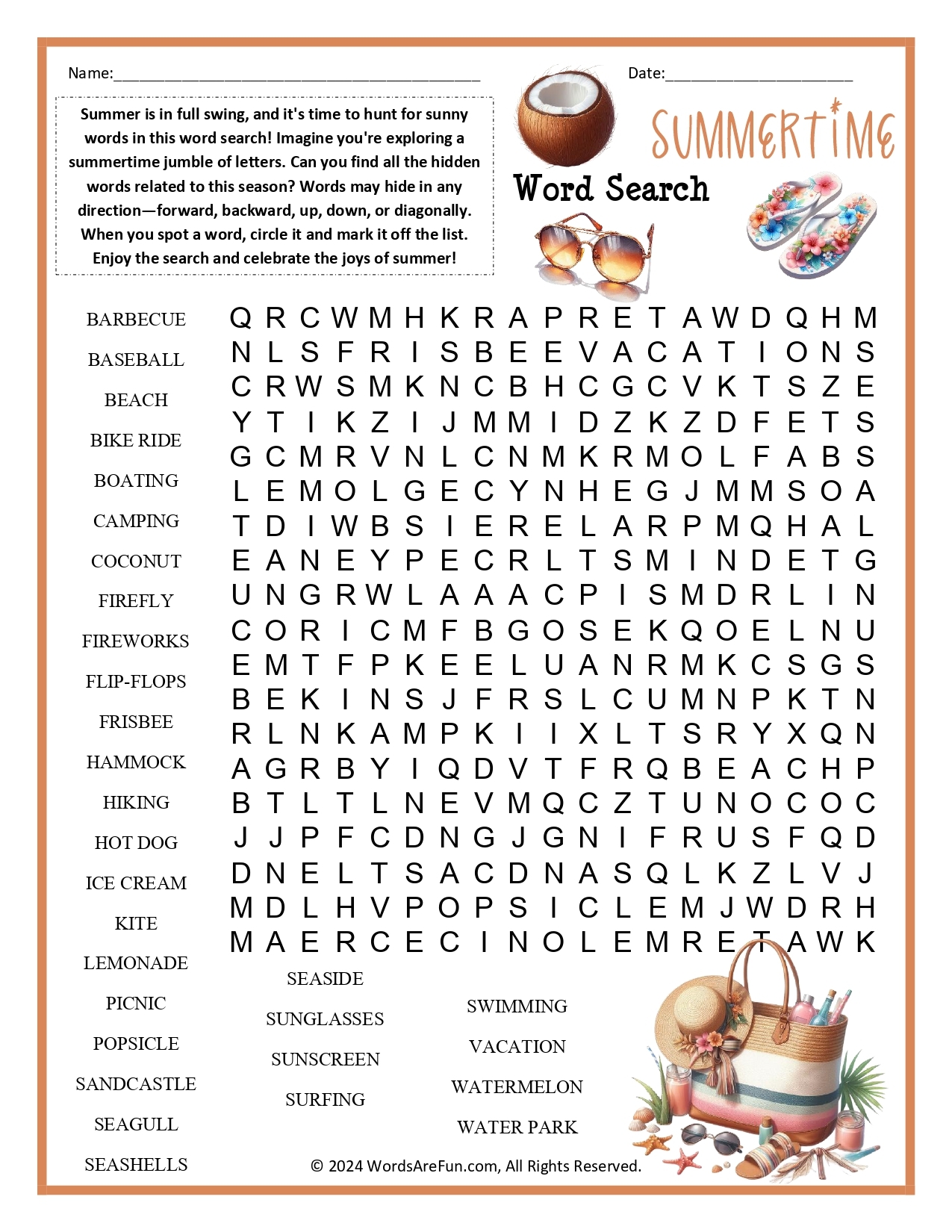 Summer Word Searches