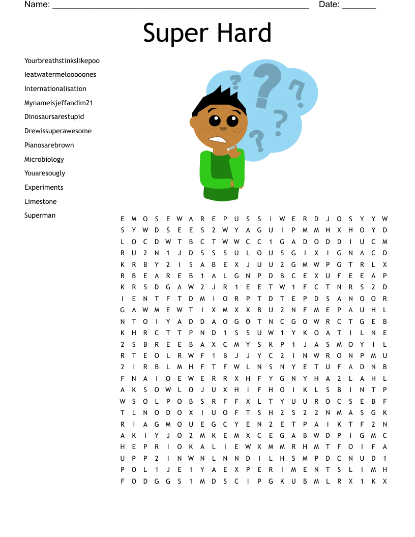 Difficult Word Search Printable Free