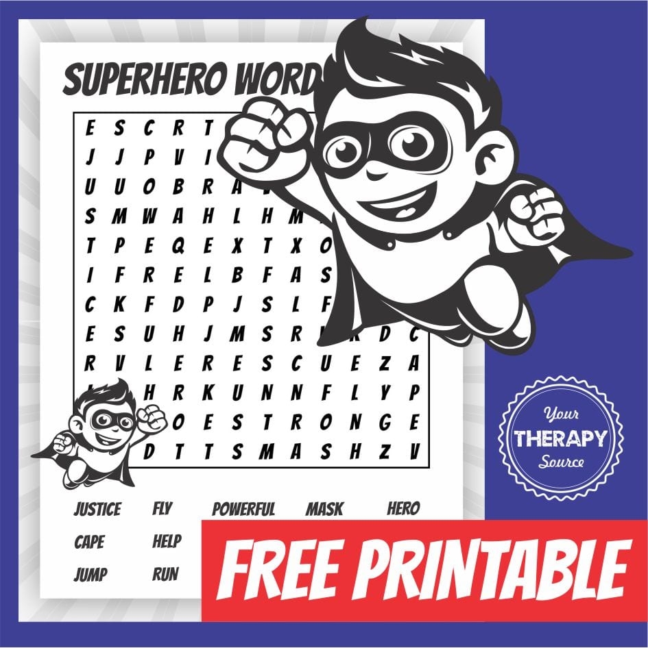 super hero word search free printable your therapy source super hero word search free printable your therapy source