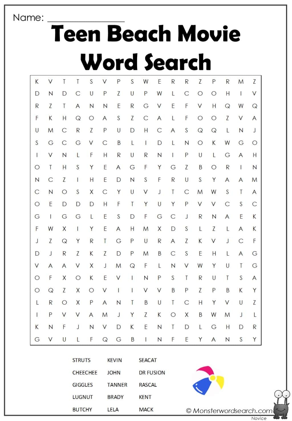 Teen Beach Movie Word Search Monster Word Search Teen Beach Movie Word Search Monster Word Search