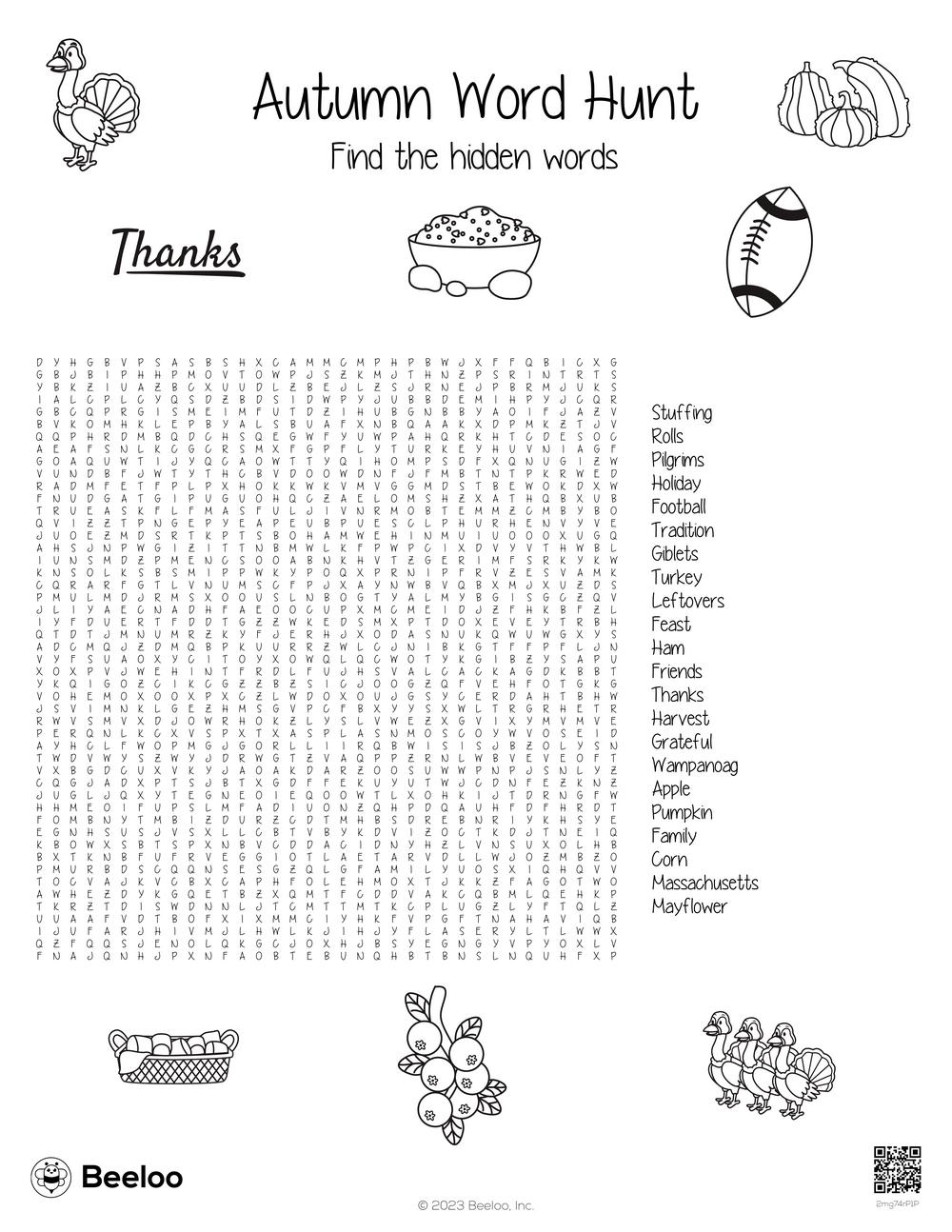 Word Search Autumn Printable