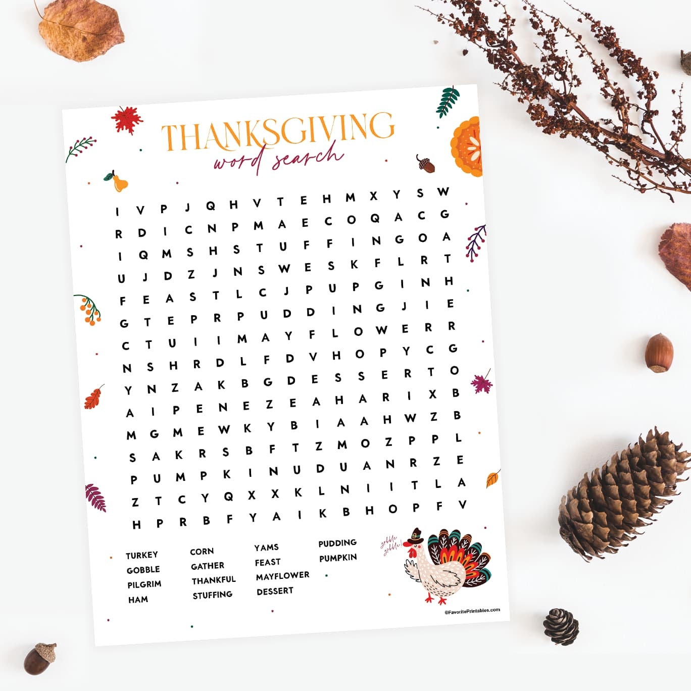 Thanksgiving Word Search Printable Adult