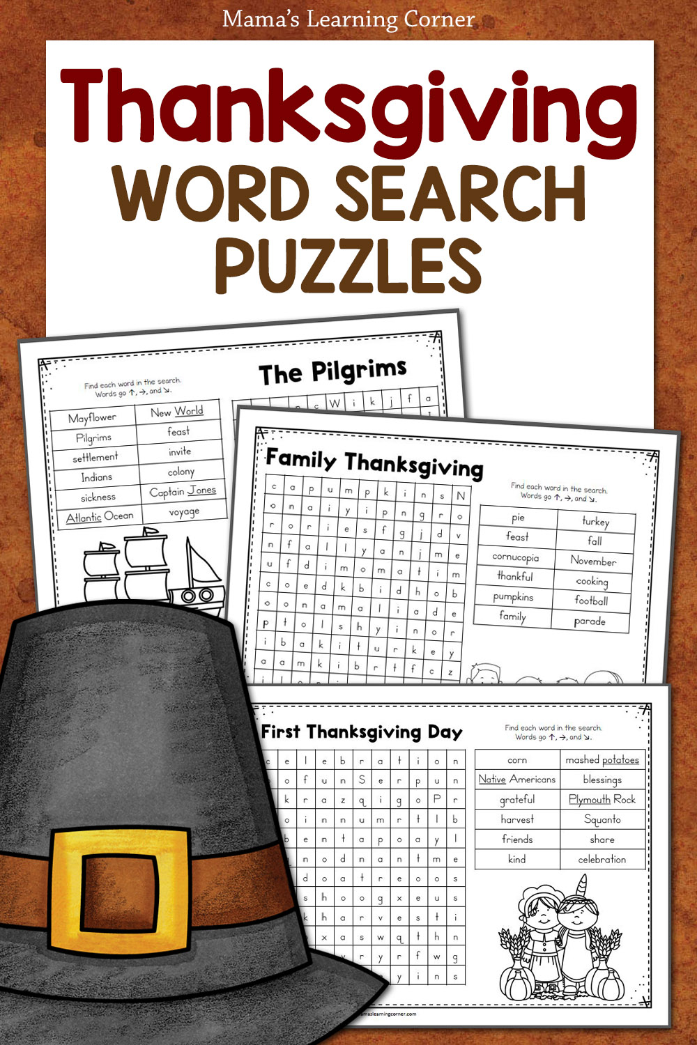 thanksgiving word search packet for kids mamas learning corner