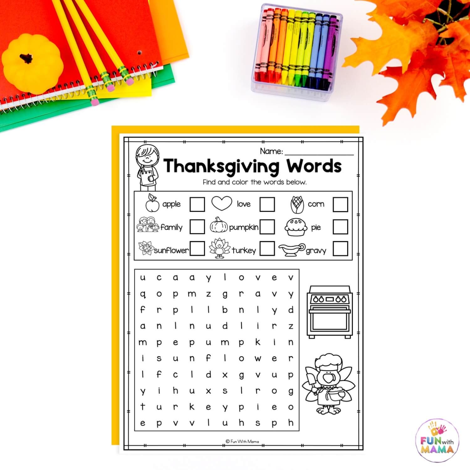 Easy Thanksgiving Word Search Free Printable