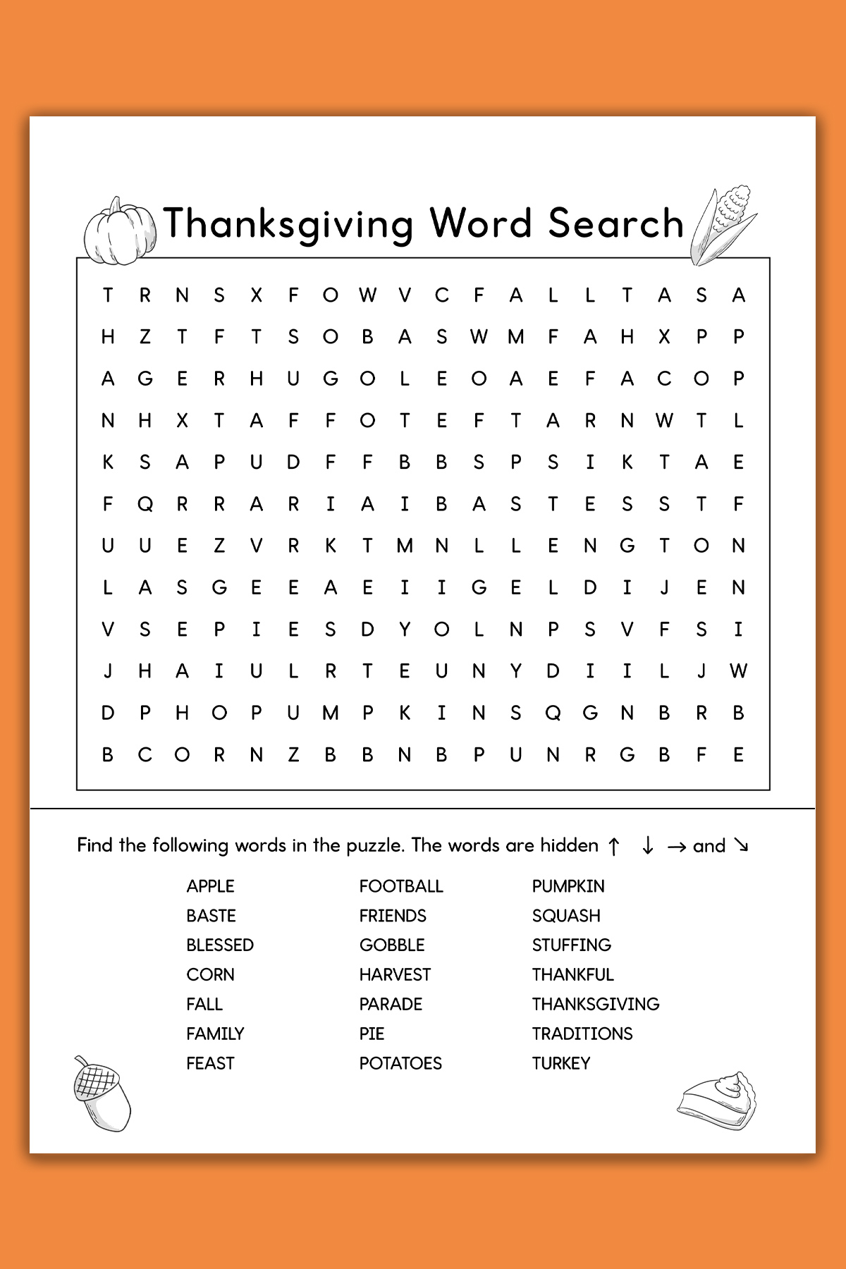 Thanksgiving Word Search Printable Set 3 Varying Levels Of Difficulty Included Thanksgiving Word Search Printable Set 3 Varying Levels Of Difficulty Included