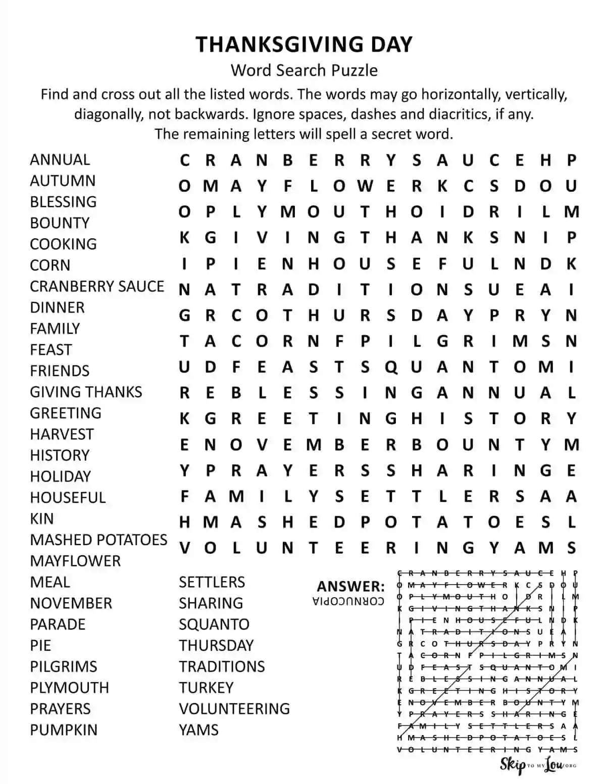 Thanksgiving Word Search Skip To My Lou Thanksgiving Word Search Skip To My Lou