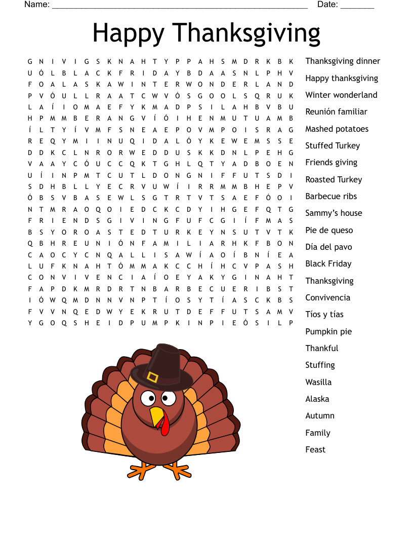 Thanksgiving Word Search WordMint Thanksgiving Word Search WordMint