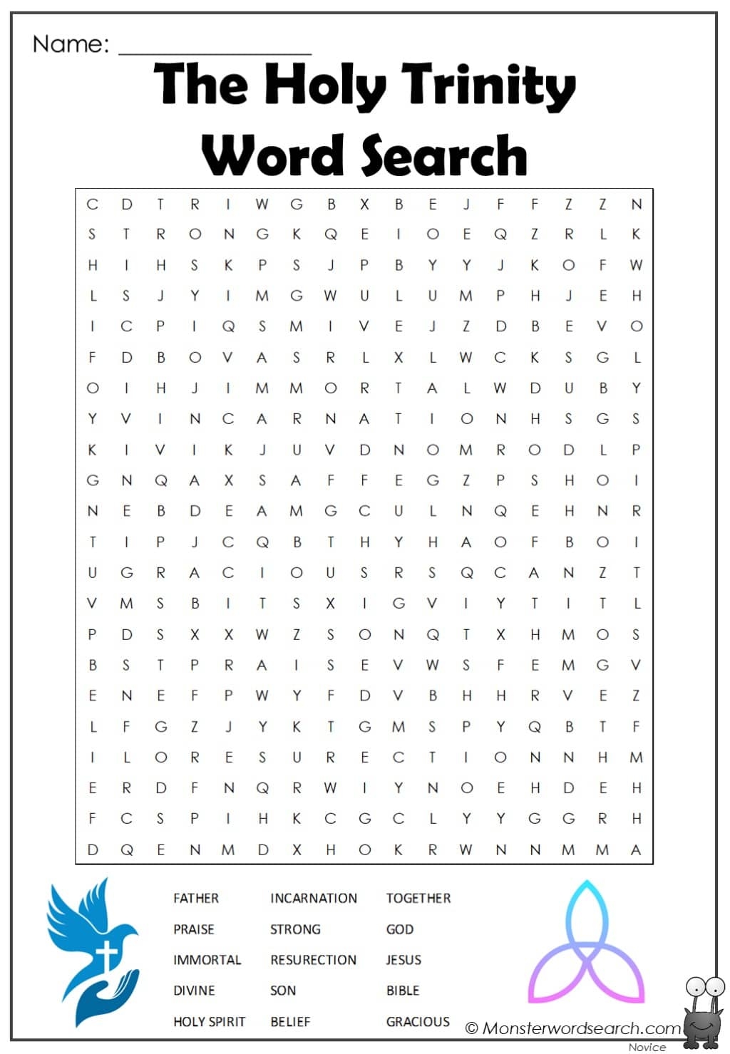 The Holy Trinity Word Search Monster Word Search The Holy Trinity Word Search Monster Word Search