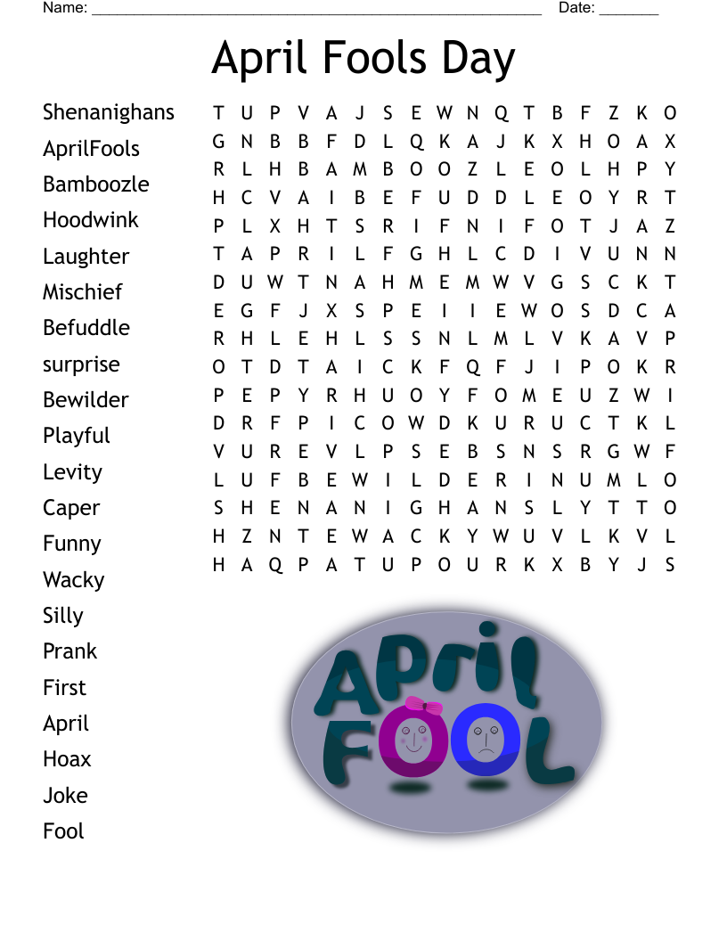 The Month Of April Word Search WordMint