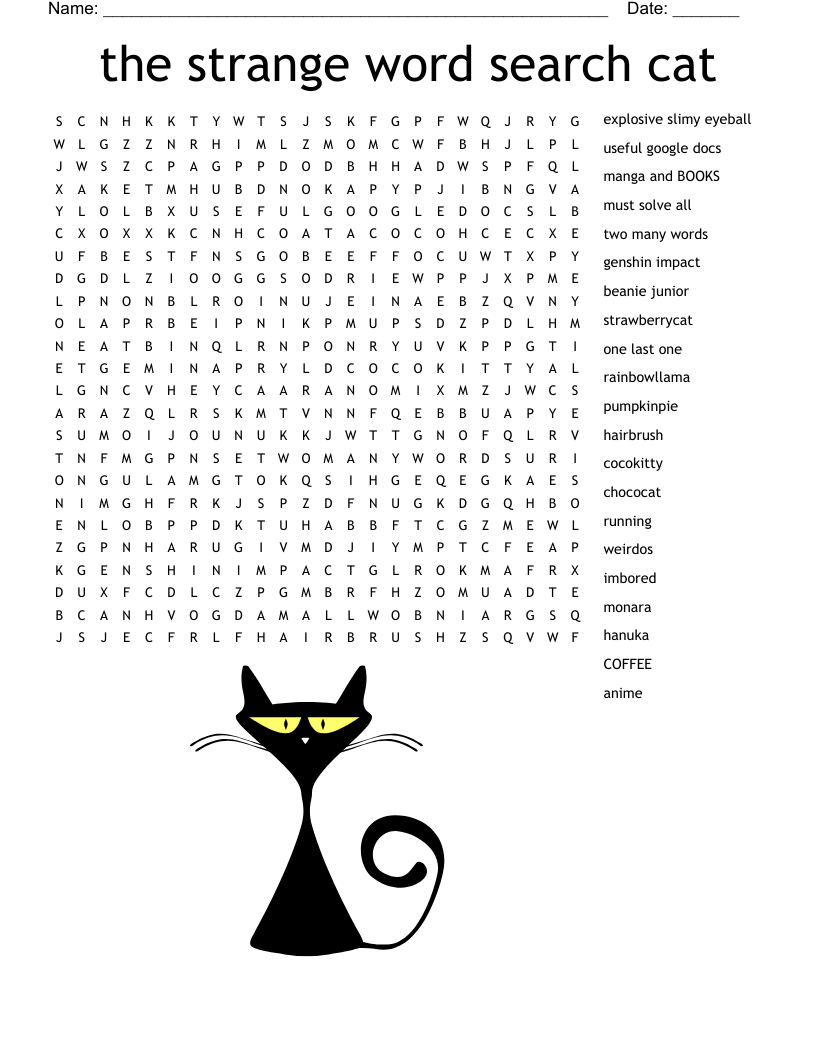 Cat Word Search Easy Cat Word Search Easy