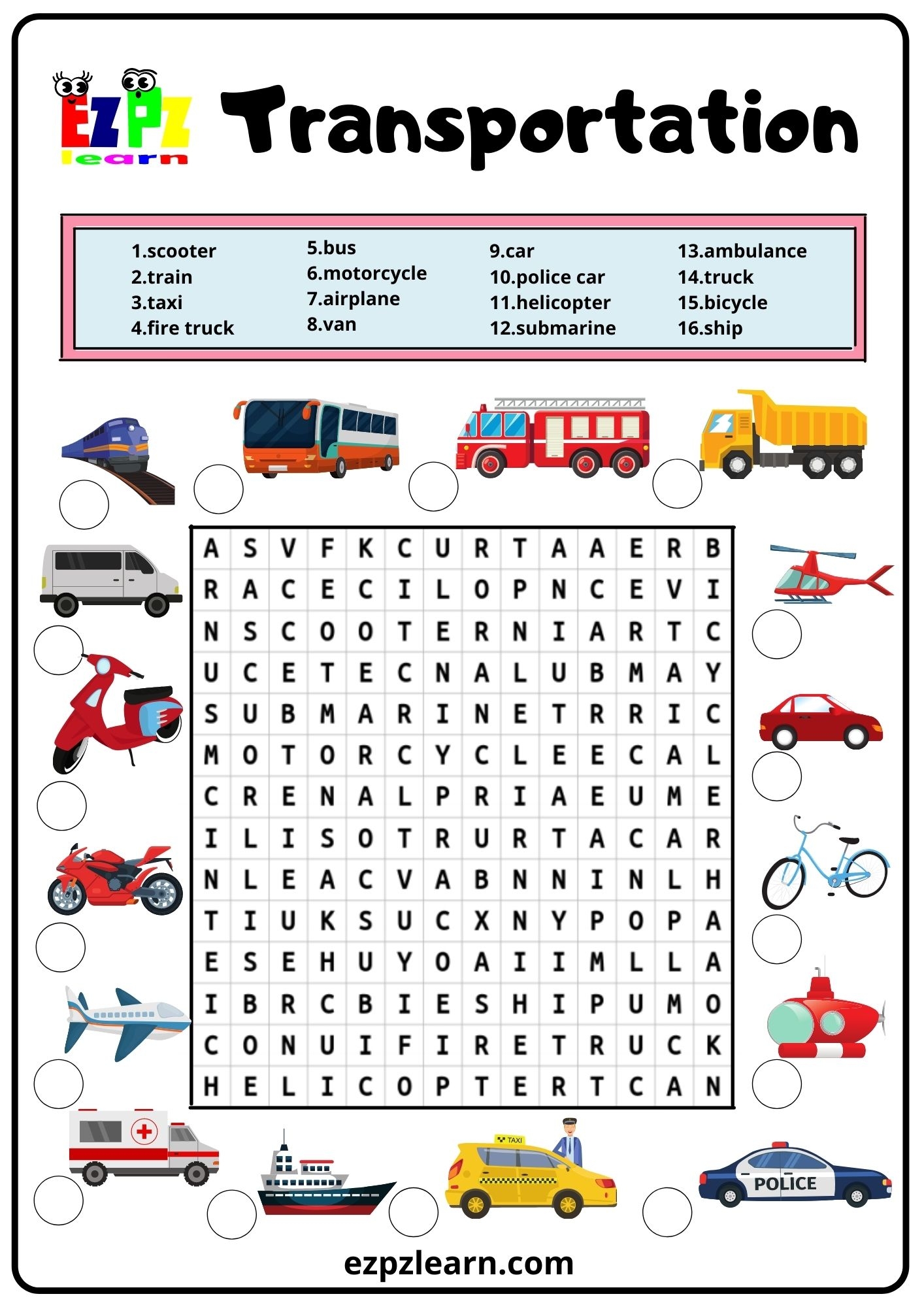Word Search For 7 Year Olds Printable