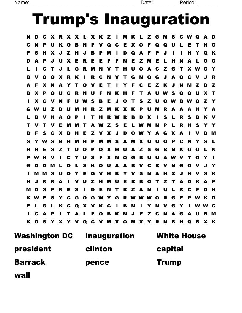 Trump s Inauguration Word Search WordMint
