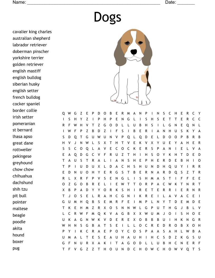 Dog Word Search Printable Free Dog Word Search Printable Free