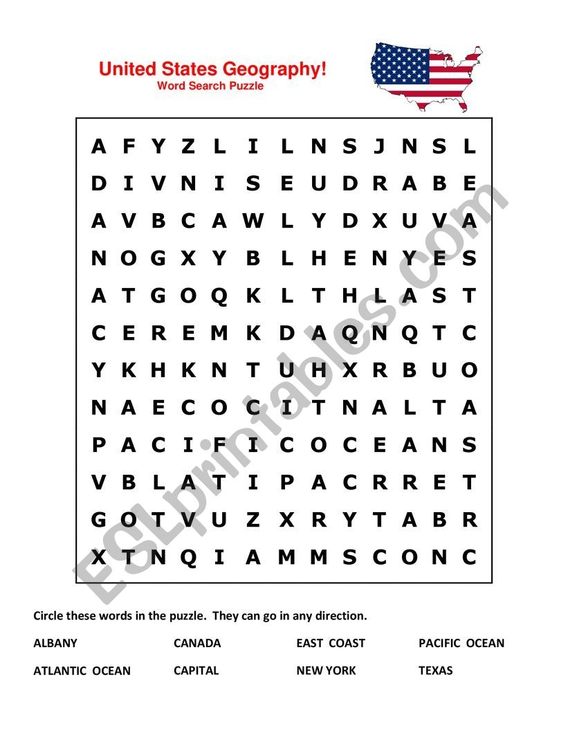 Geography Word Search Printable