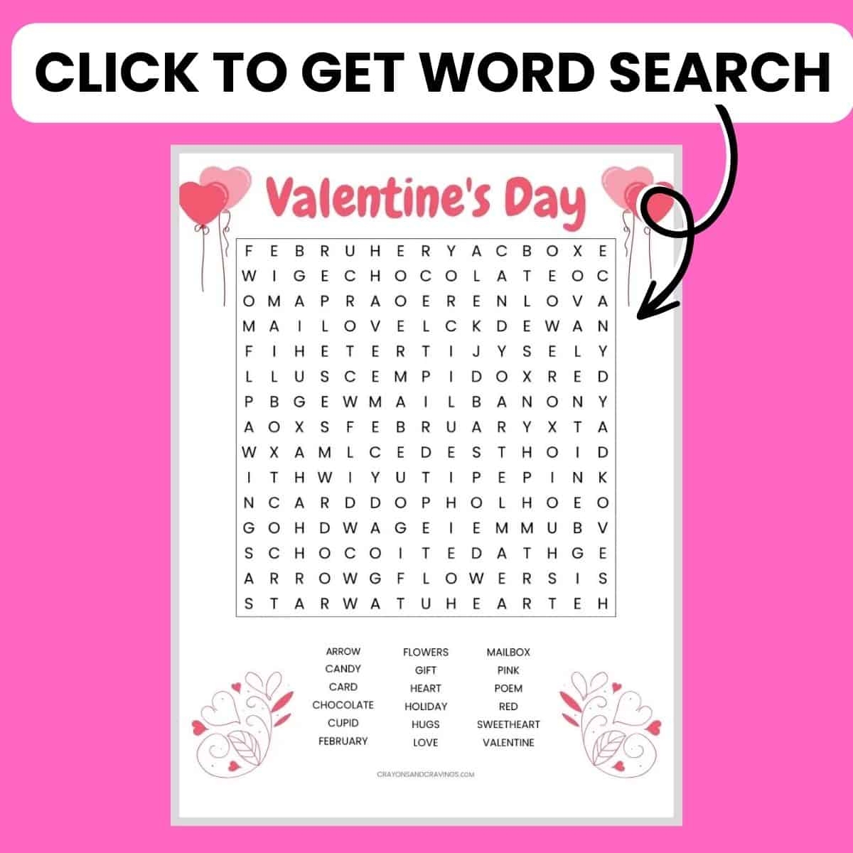 Free Printable Valentine Word Search For Kids