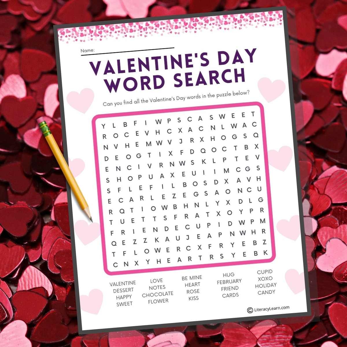 Valentine s Day Word Search Free Printable Literacy Learn Valentine s Day Word Search Free Printable Literacy Learn