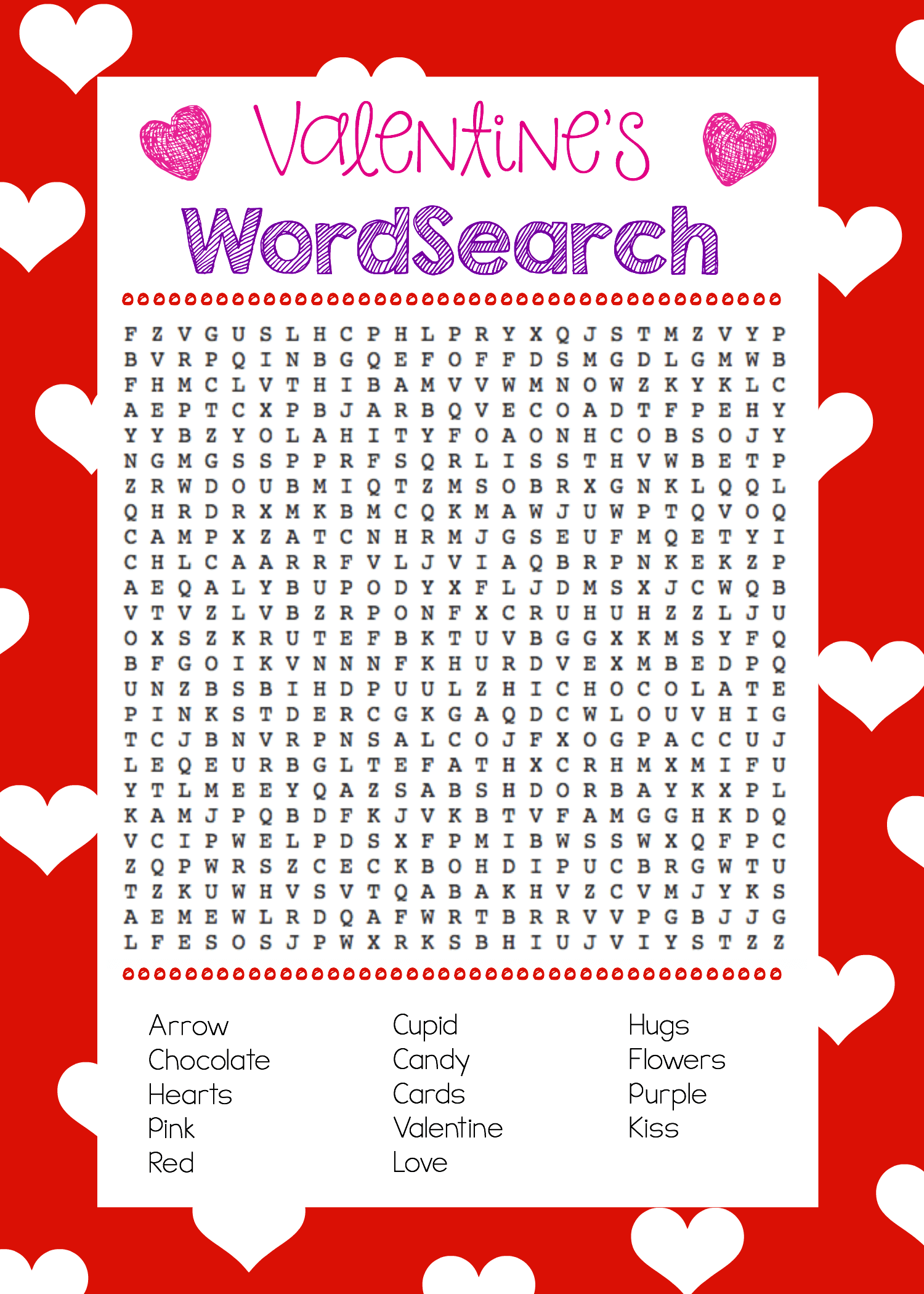Valentine Word Search And Puzzles Printable Coloring Pages FREE